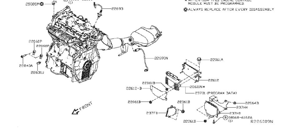 Nissan Altima Oxygen Sensor. MODULE, ENGINE, CONTROL - 22693-6CA1B